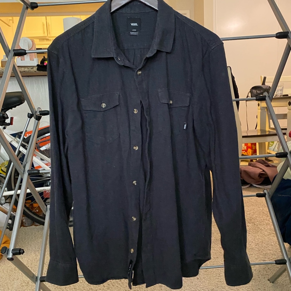 Dark Gray Vans Button Up Long Sleeve Shirt